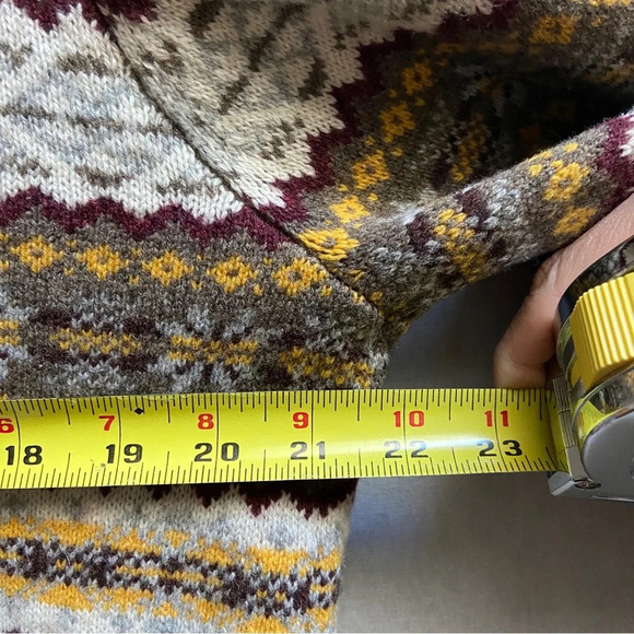 Le 31 Par Simons Visions Lambswool jacquard zip up knit sweater cardigan Sz L - Picture 9 of 10